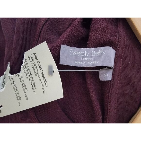 Sweaty Betty AFTER CLASS Black-Cherry Purple Longline Sweatshirt Women's Sz S - Picture 7 of 10